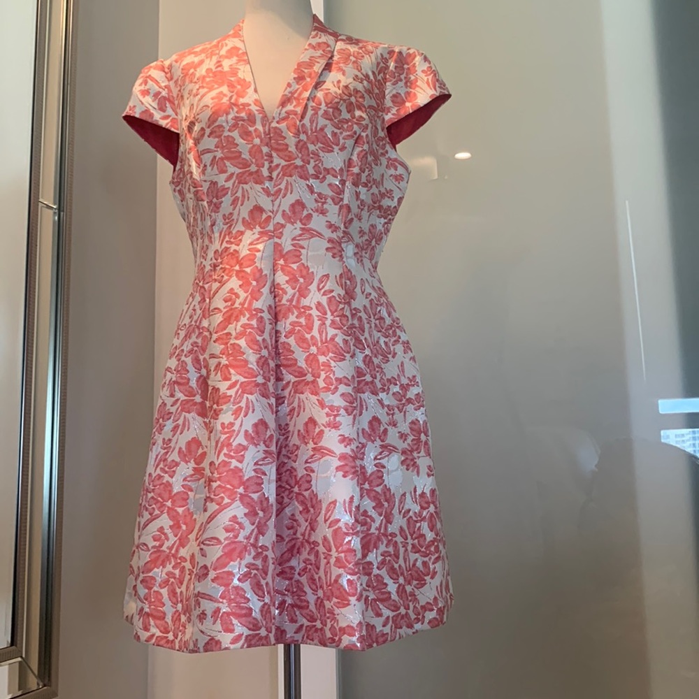 VINCE CAMUTO Womens Coral Pocketed V Neck Short Cocktail Fit + Flare Dress, new